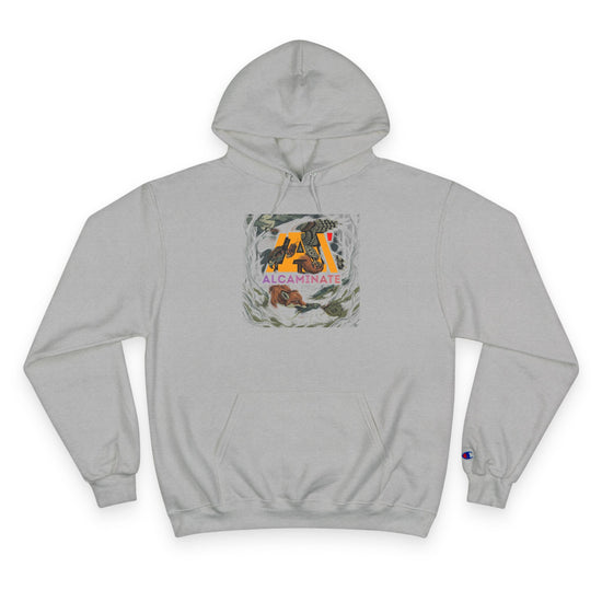 Alcamináte Logo Hoodie — White Champion-Style Pullover