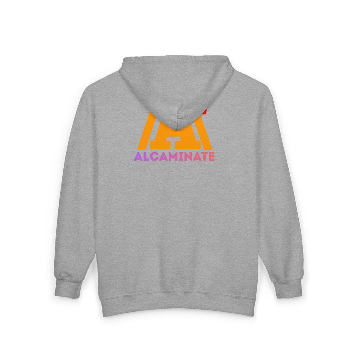 Alcaminate Logo Zip Hoodie — Retro Neon Graphic Full-Zip Sweatshirt