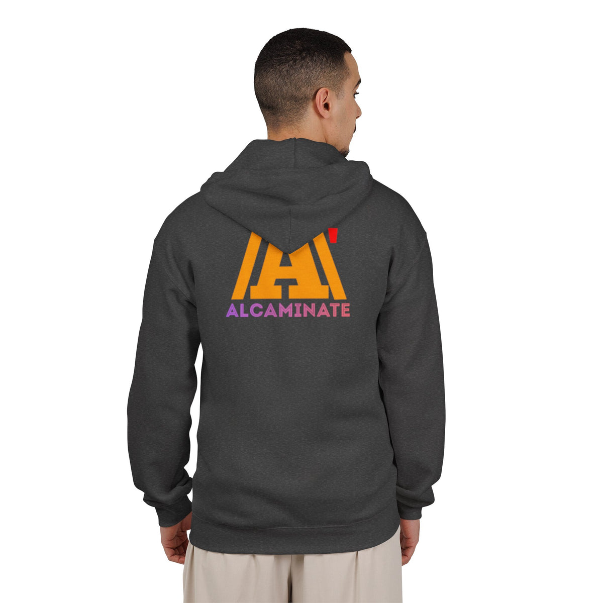 Alcaminate Logo Zip Hoodie — Retro Neon Graphic Full-Zip Sweatshirt