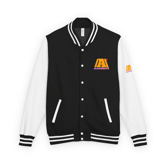 Retro Campus Letterman Jacket — Black & White Varsity Jacket with Gold Crest