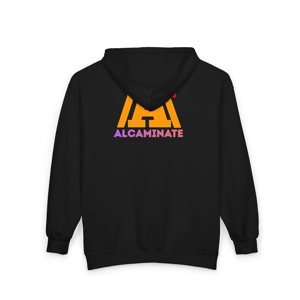 Alcaminate Logo Zip Hoodie — Retro Neon Graphic Full-Zip Sweatshirt