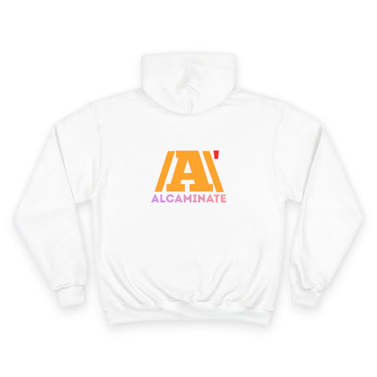 Alcamináte Logo Hoodie — White Champion-Style Pullover