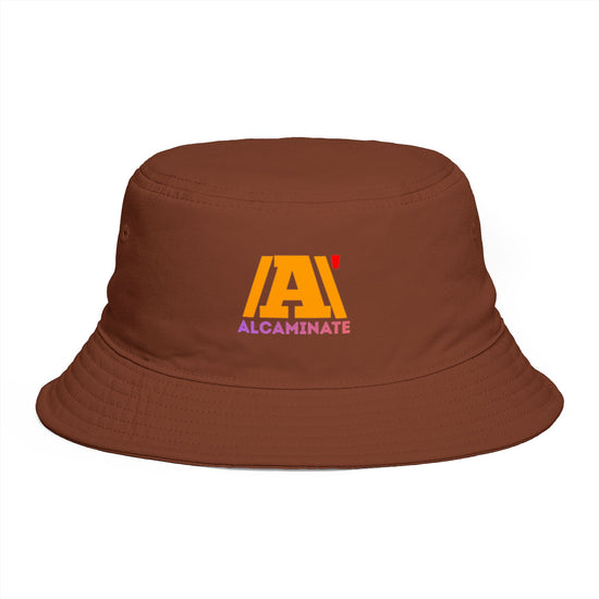 Alcaminate Logo Brown Bucket Hat — Casual Streetwear Sun Hat