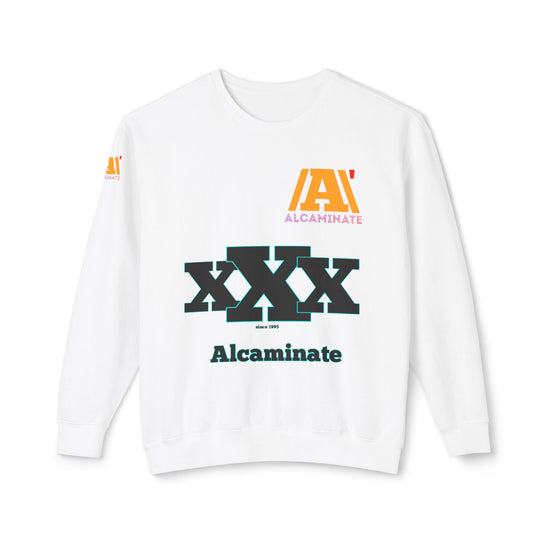 Alcaminate Logo Crewneck Sweatshirt — XXX Graphic & Back Text